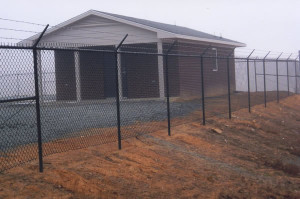 Black Vinyl Coated Chain Link with Barbwire